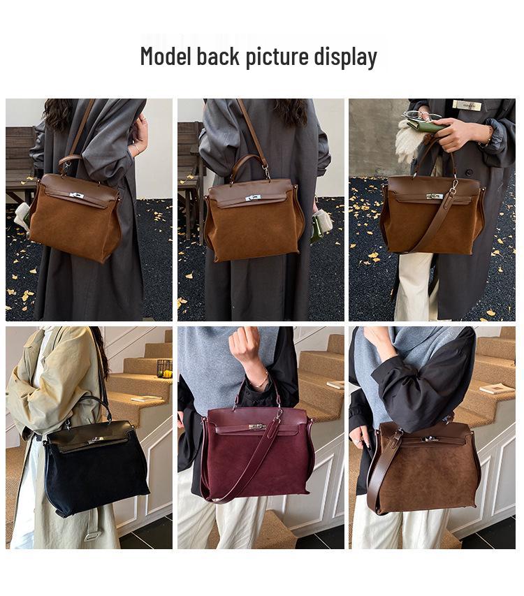 Women's Retro Frosted Leather Crossbody Handbag - Luxury Kelly Bag