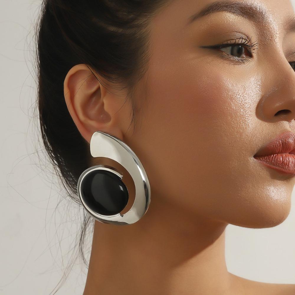 

Зеленые спиральные геометрические серьги-подвески металлические серьги-гвоздики модные украшения аксессуары для вечеринок серебряный