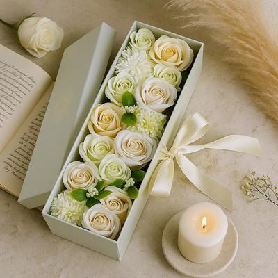 Soap Flowers Gift Box White Ivory Wedding