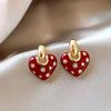 Red Heart Dropper Earrings for Women Versatile in All Seasons Suitable for Daily Wedding Occasions