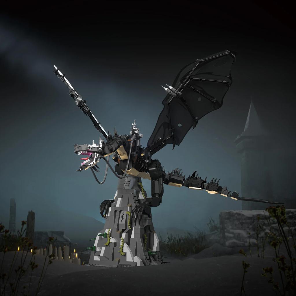 1361PCS Schwarzer Drache Bausteine Klassische Spielszene Modell Steine Mit Basis Desktop Ornamente Kinder DIY Spielzeug Weihnachtsgeschenke