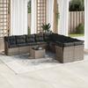 11 pc Outdoor Sofa Set with Cushions Grey Poly Rattan