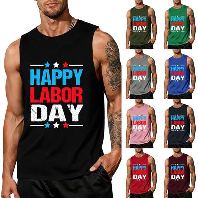 Men's Sleeveless Casual Tank Top Muscle Shirt with Labor Day Graphic Print Comfortable Fit Lightweight Summer Wear
