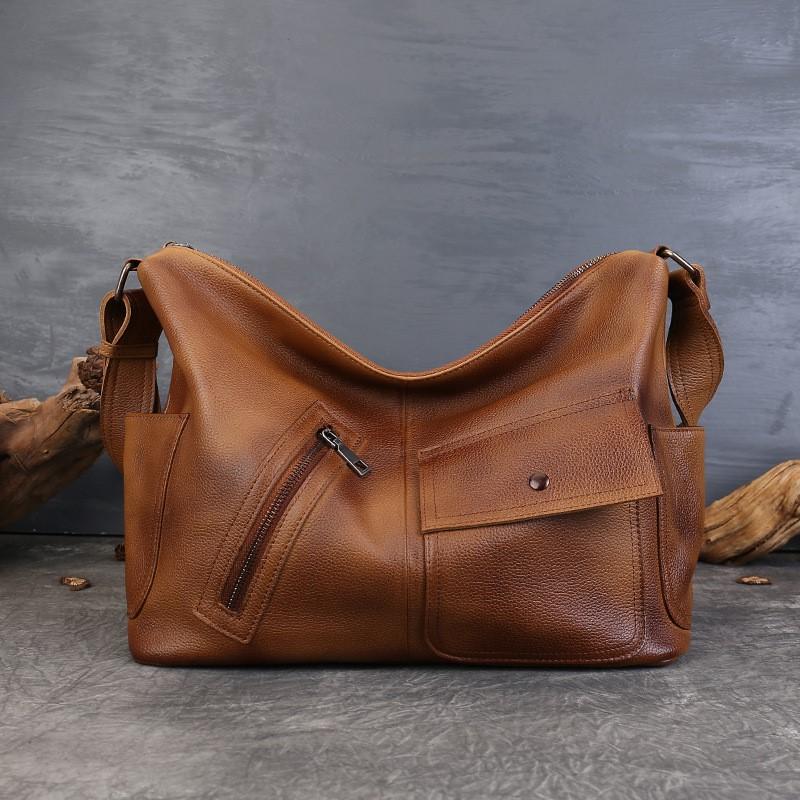 Borsa a Tote Casual Johnature in Vera Pelle da Donna Grande Borsa Morbida Pelle di Mucca Grande Capacità Borsa a Spalla Tracolla