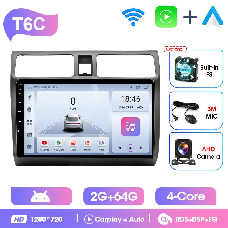 Srnubi 2Din Android14 Car Stereo Radio For Suzuki Swift 2003-2010 Wireless Carplay Android Auto Mirror Link BT 4G WiFi Head Unit