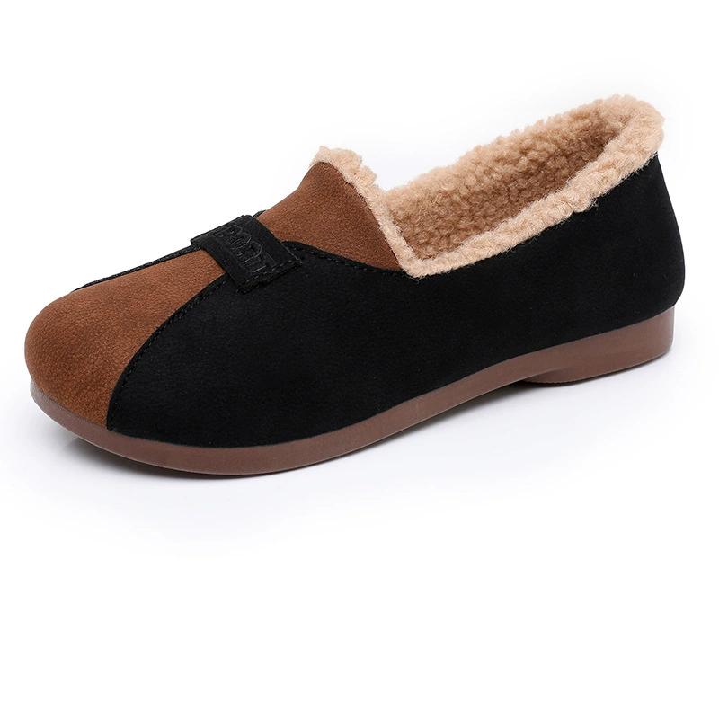 Fashionable Bean Shape Slip-On Casual Shoes with Fleece and Thickened Cotton