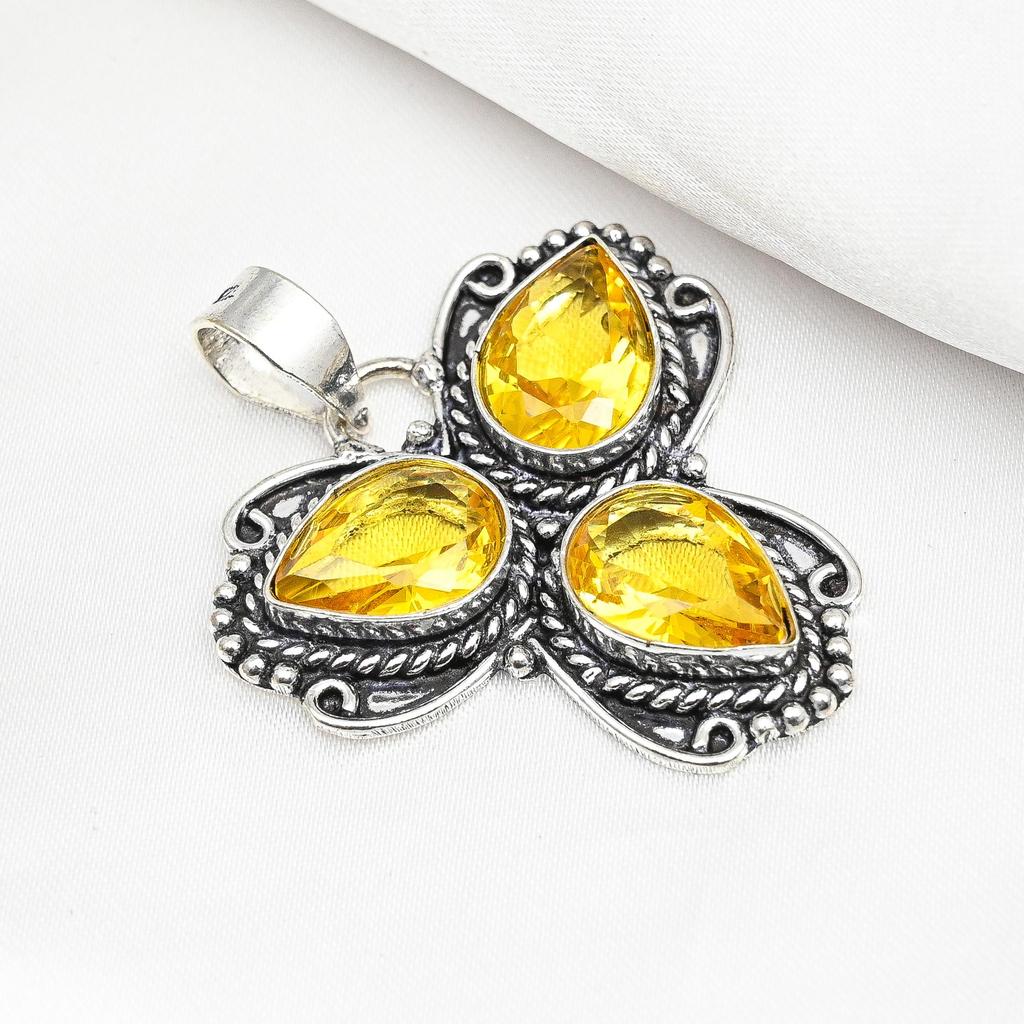 Citrine Pendant, 925 Solid Sterling Silver Gemstone Jewelry, Handmade Pendant, For Thanksgiving