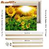 RUOPOTY Picture By Numbers Sunflower Flower Wall Art Unique Gift HandPainted Paint By Number Butterfly Decoration