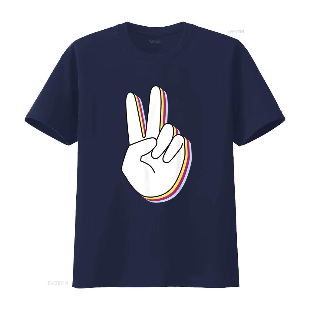 Peace Hand Sign For And Women S T Shirt Top with Unique Stylish Print Vintage Washed Homme Top For Everyday Wear Comfortable