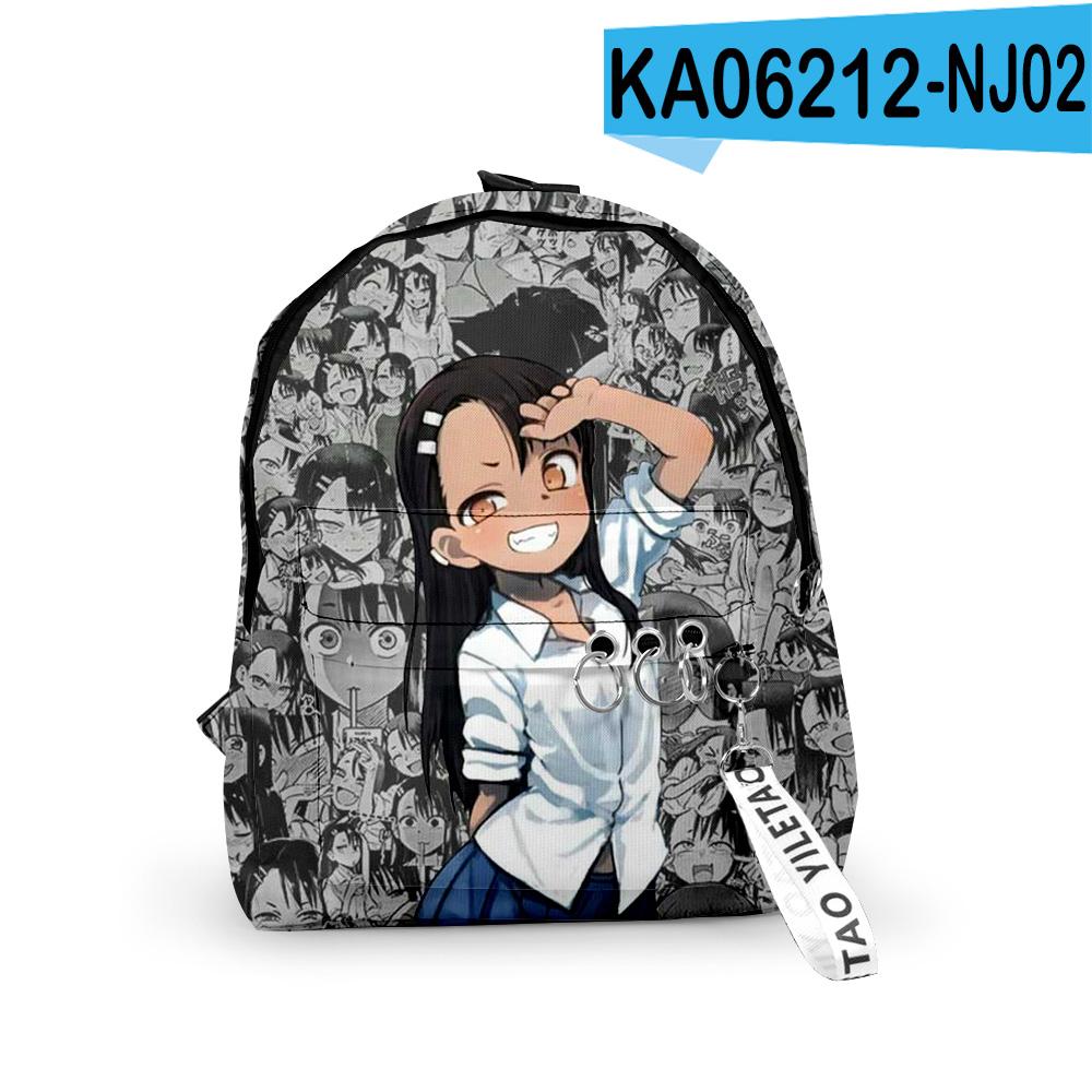 Popular Cool Nagatoro Notebook Backpack Boys/Girls Pupil School Bags 3D Print Keychains Oxford Waterproof Cute Small Backpacks