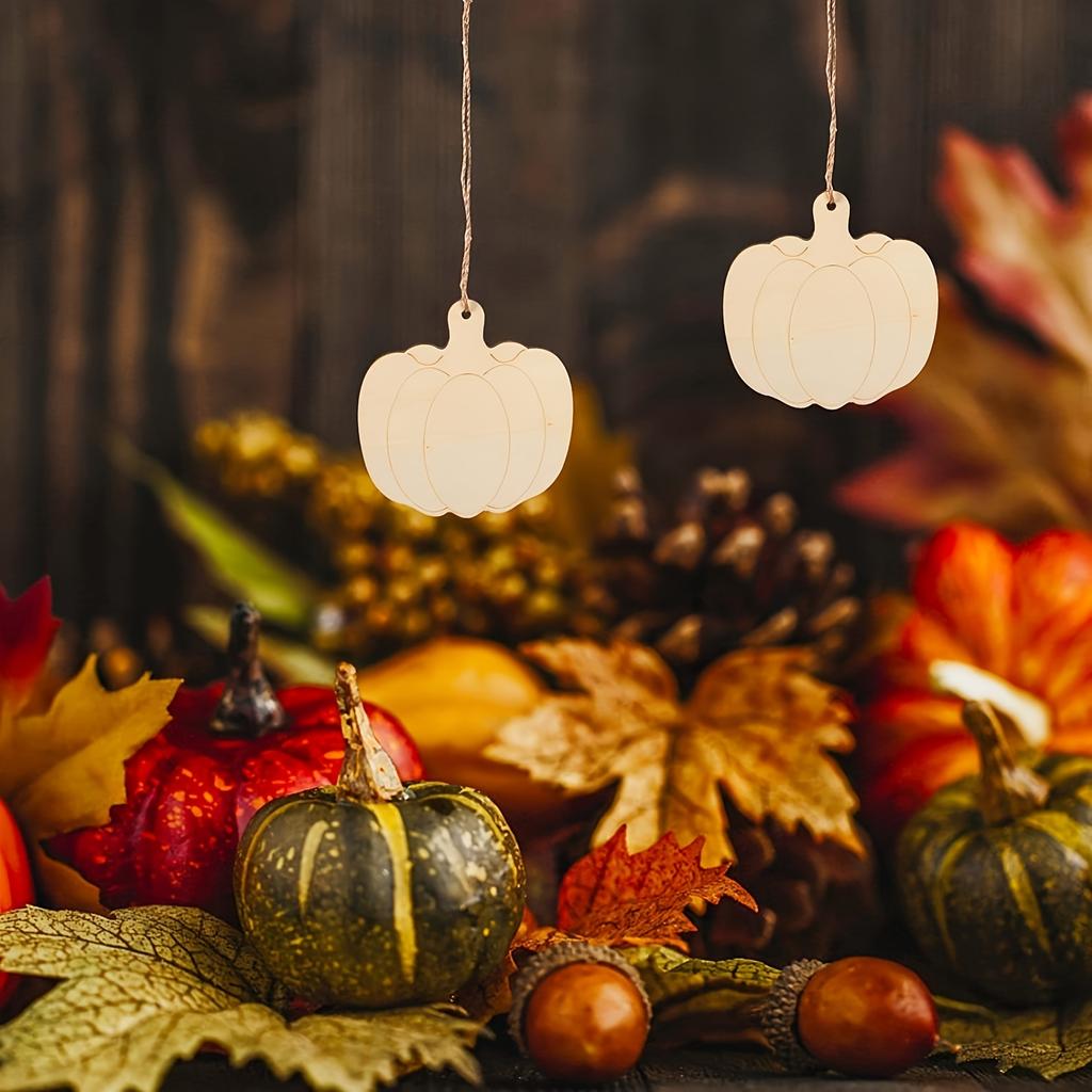 50pcs Unfinished Wooden Pumpkin Ornaments for DIY Crafts, Halloween, Thanksgiving, Christmas, Wedding & Party Decorations