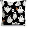 Black And White Spider Black Cat White Ghost Pumpkin Lantern Halloween Decoration Printed Cushion Cover Festive Home Decoration