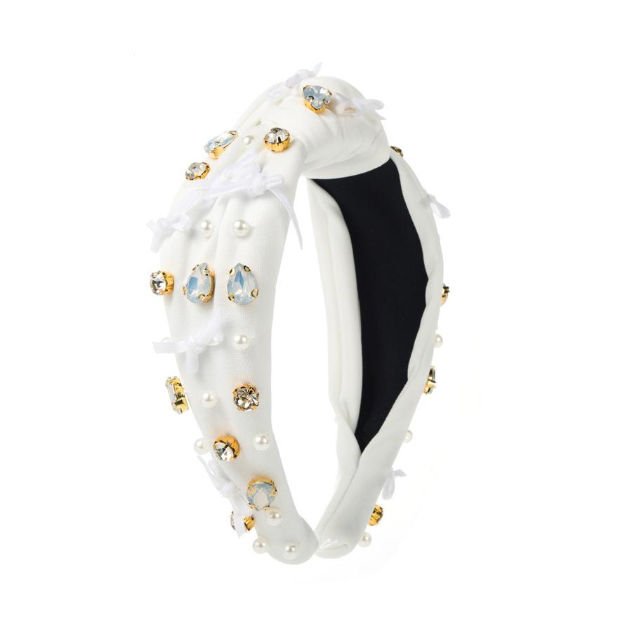Elegant White Cushion Headband Velvet Mini Bowknot Inlaid Pearl Hair Hoop French Retro Sweet Girls Daily Styling Headpiece белый