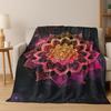 Regenbogen Mandala Blume Chakren Yoga Bohemia Kunst Flanell Decke, Gemütliche Weiche Überwurfdecke für Zuhause Schlafzimmer Bett Sofa Abdeckung Kinder Geschenk