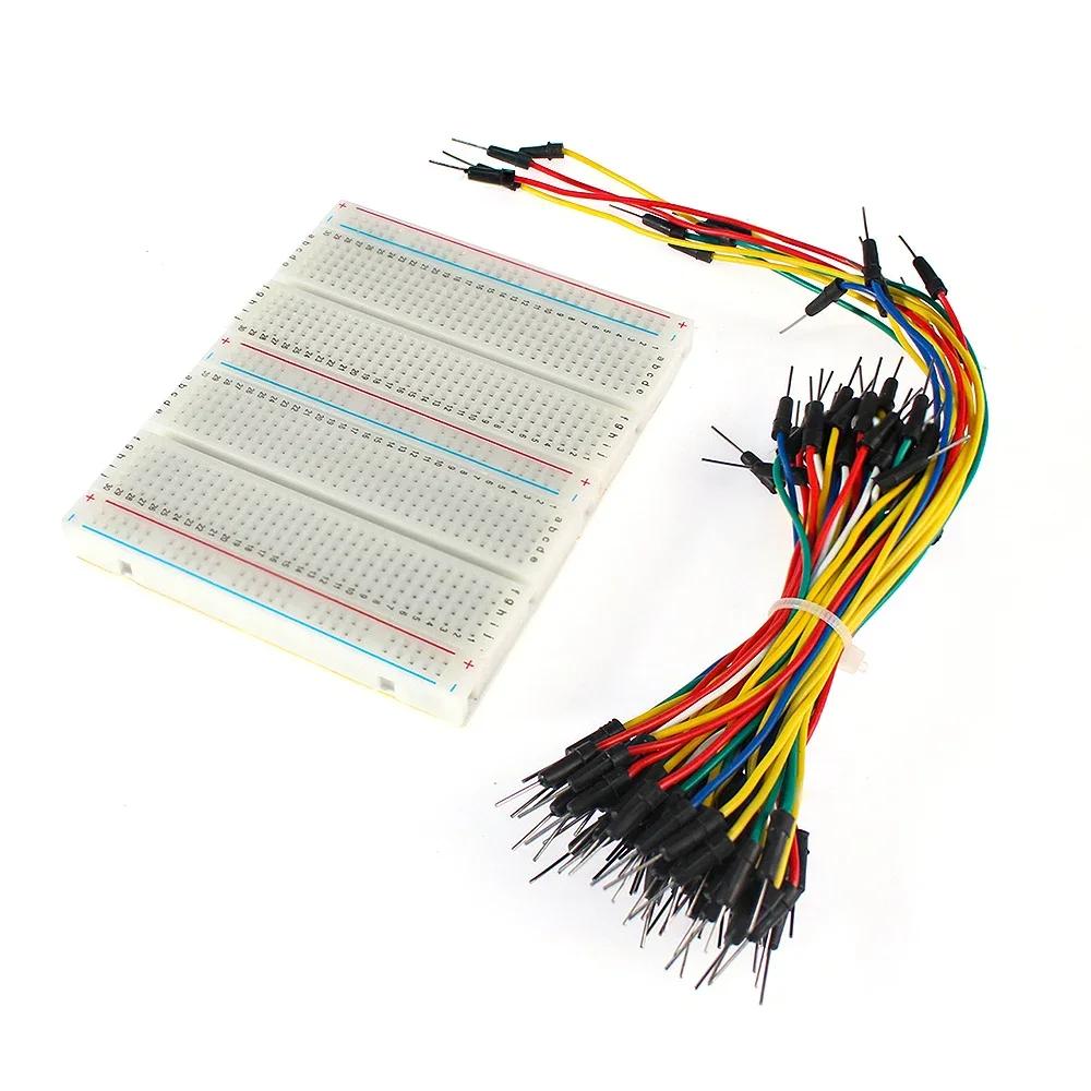 400/750/830Tie solderless breadboard kit,65 U-shaped jumper wires,140pcs electronic wire-Essential for DIY electronic enthusiast