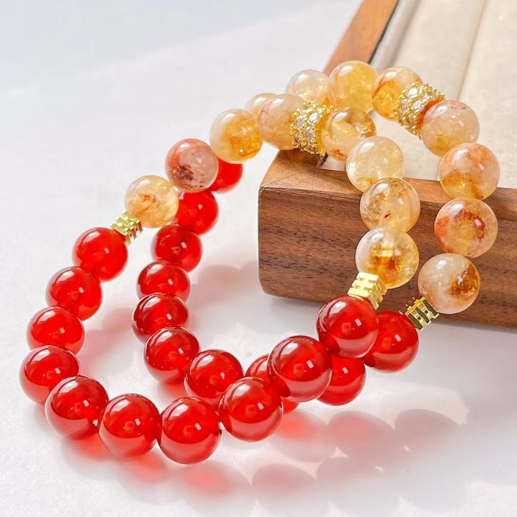 Vintage Natürlicher Honig Milch Überzug Citrin Chalcedon Design Armband Armband