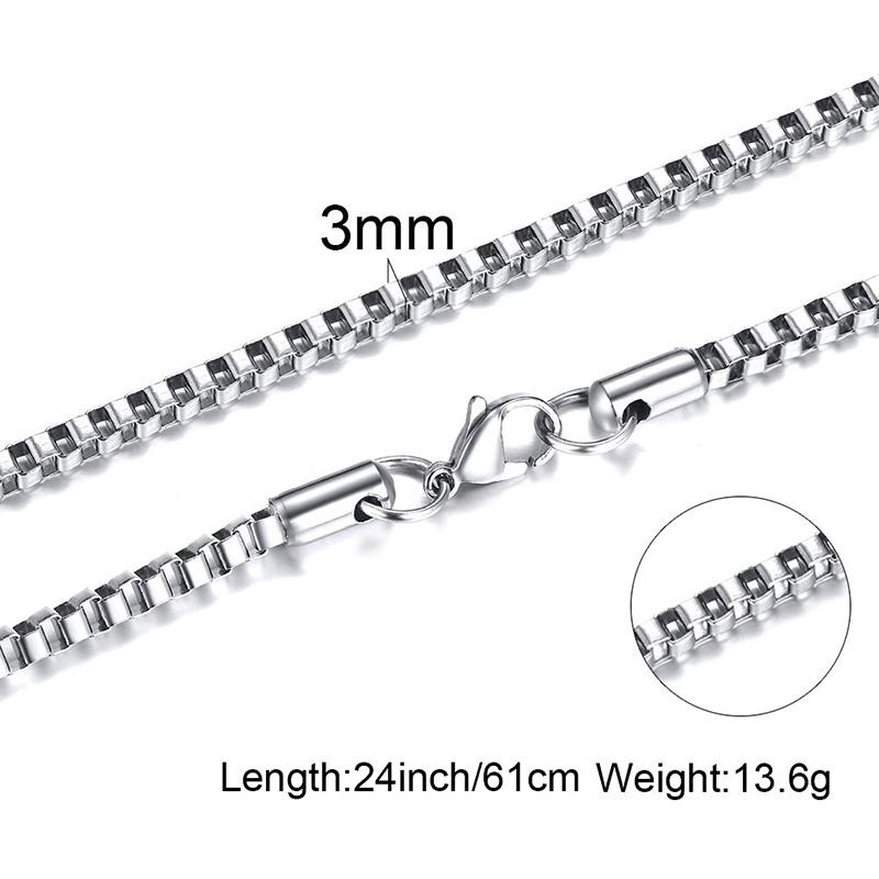 1/2/3mm Box Chain Necklaces for Men Women,Delicate Square Stainless Steel Chains Links Collars,Jewelry Gift 18To24 Inch