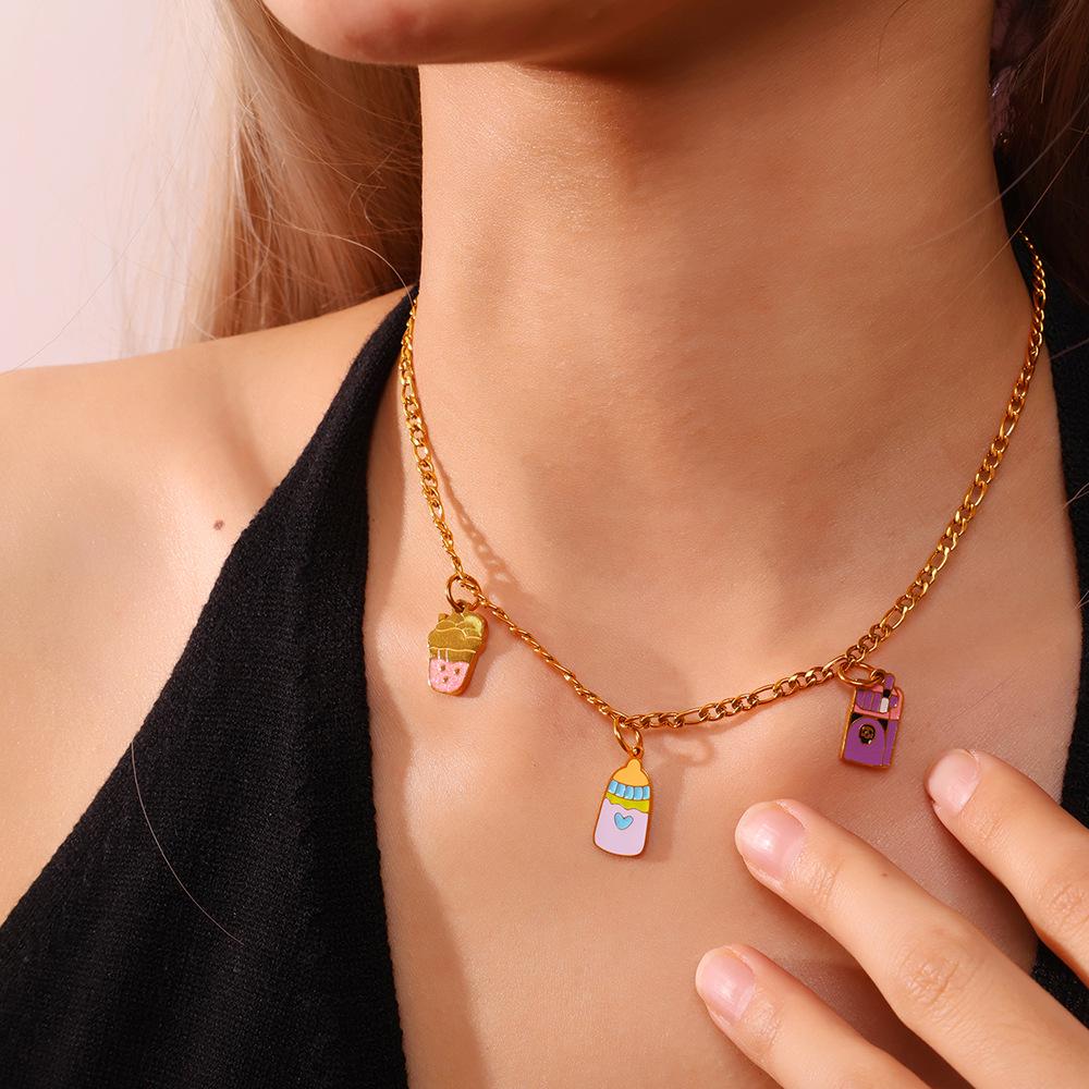 Colorful Enamel Beverage Pendant - Sweet Girl Fashion Jewelry