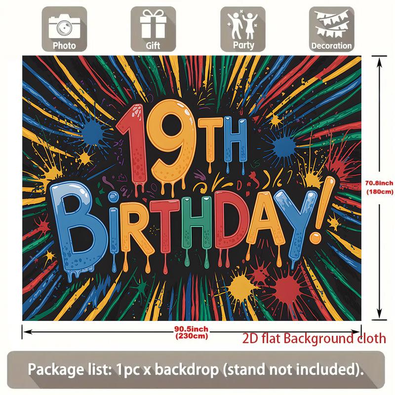 1pc Birthday 19th Graffiti Hanging Banner Polyester