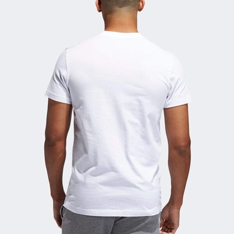 Adidas T Shirts Men's White Crew Neck Moderate Straight Fit FT8832