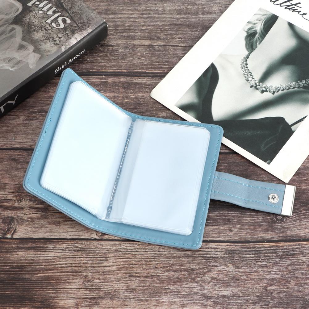 Mini Fashionable RFID Women Card Holder PU Leather Bank Card Box Business Card CaseBlue
