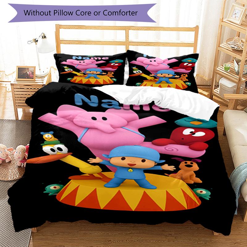 Set Biancheria da Letto Pocoyo Personalizzato con Nome 3 Pezzi Copripiumino Chiusura Include 1 Copripiumino 2 Federe Morbido e Confortevole Per Tutte le Stagioni