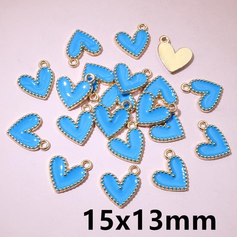 30pcs 15x13mm Enamel Heart Charms Pendant Alloy Metal DIY Jewelry Making Accessories for Earrings Bracelet Necklace Findings