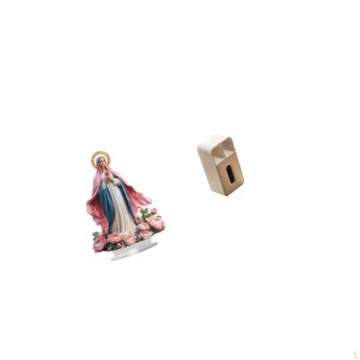 Nativity Scene Sculpture Acrylic Standing Ornament with Tissue Box PU Leather Cover Paper Towel