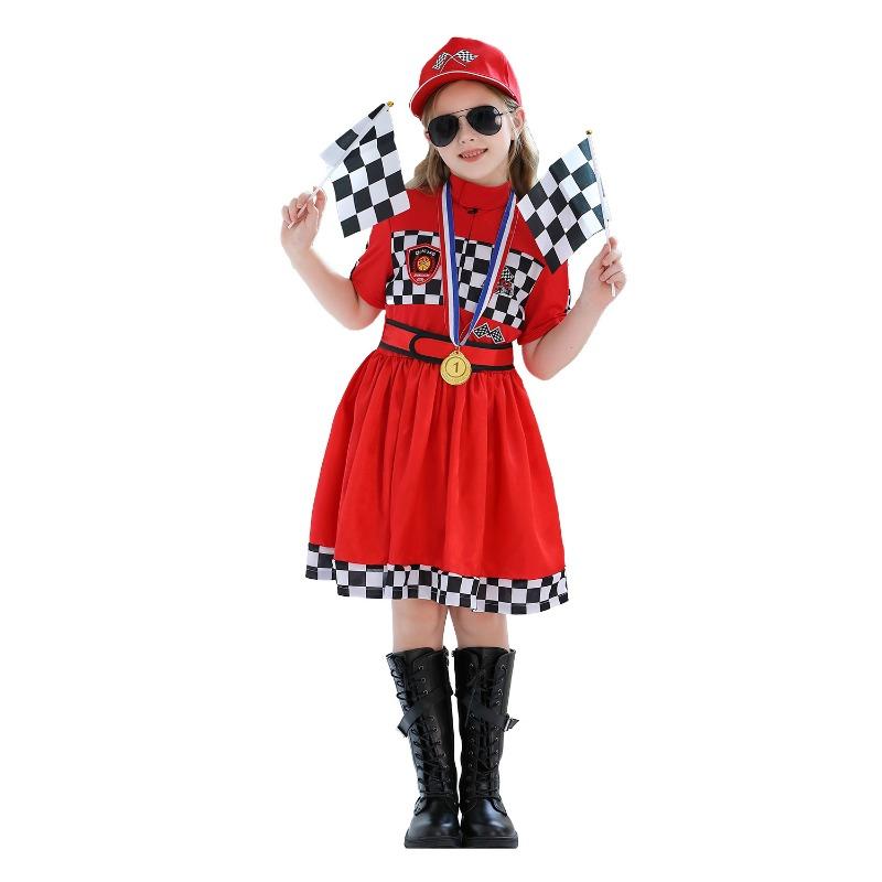 Halloween Costumes Kids Racing Uniforms Girls Racers Cheerleading Uniforms Girls Dresses Carnival Uniforms