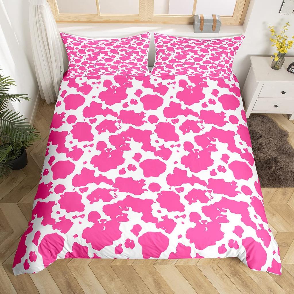 Cow Print Bedding Set King Size Kids Black White Duvet Cover Set Cartoon Milk Cow Comforter Cover Animal Farmhouse Quilt Cover