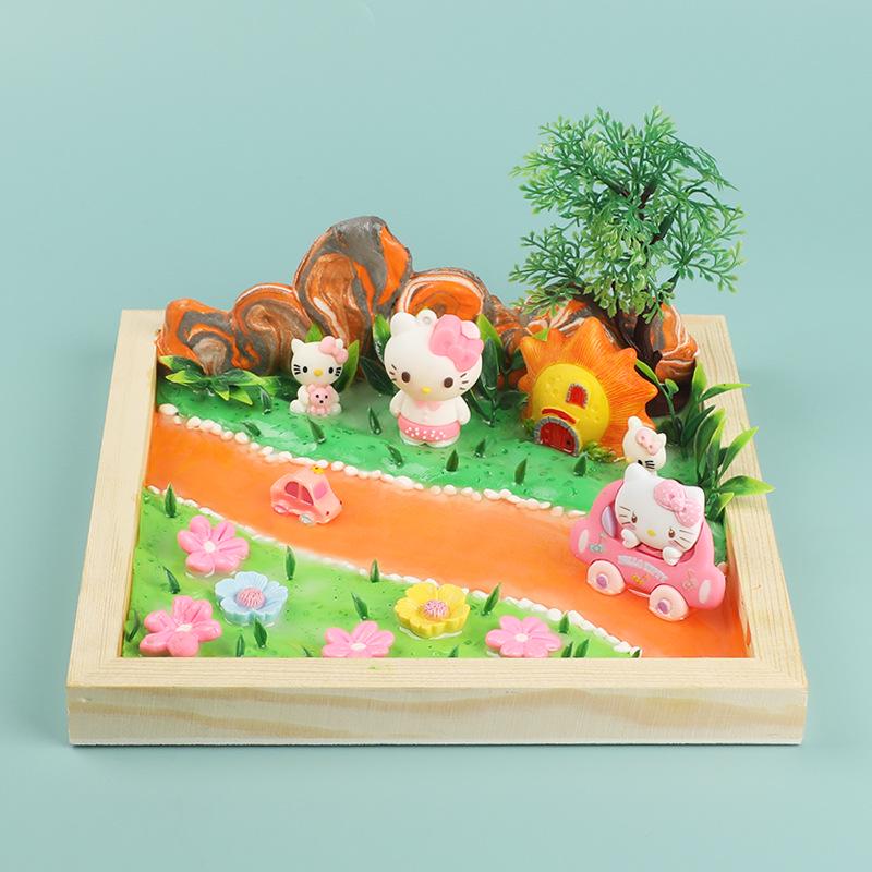 Children's Creative Epoxy Micro-Landscape Kit: Wooden Frame, Color Clay Accessories for Boys and Girls