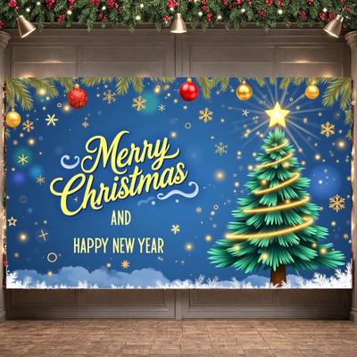New Year Banner Winter Theme Christmas Decoration Banner Holiday Banner Blue Background For Festive Party Holiday Celebration