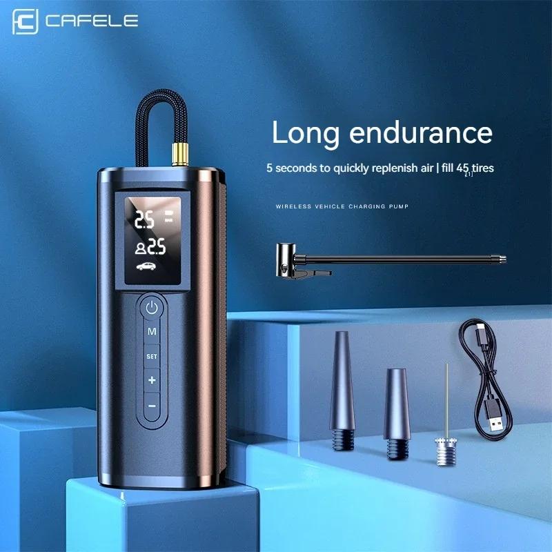 12V Car Air Compressor Portable Electric Air Pump Wireless Car Tyre Inflator Digital Bicycle Pump For Auto Accessories CAFELE
