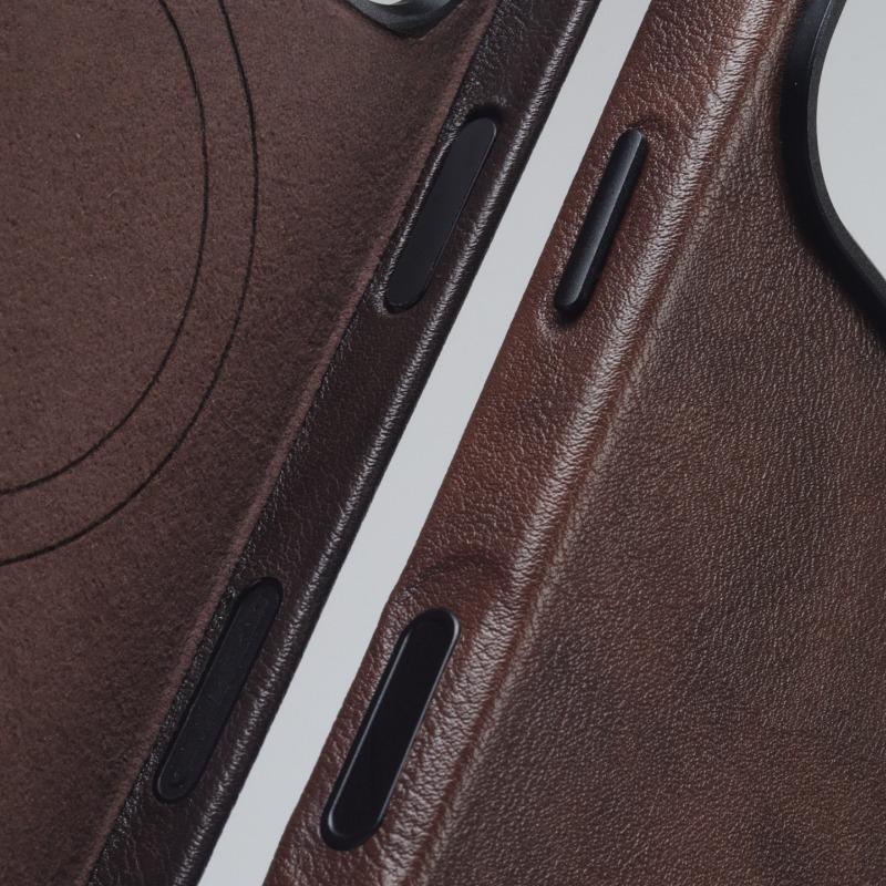 For iPhone 17 16 Pro Max iPhone 15 14 13 Pro Case Magnetic Retro Leather Hard Protection Cover Metal Independent Button Shell