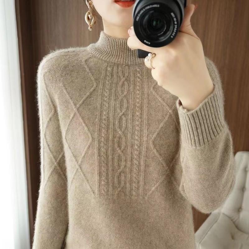 Solid Color Mock Neck Sweater, Chic Long Sleeve Sweater for Fall & Winter, Women's Clothing