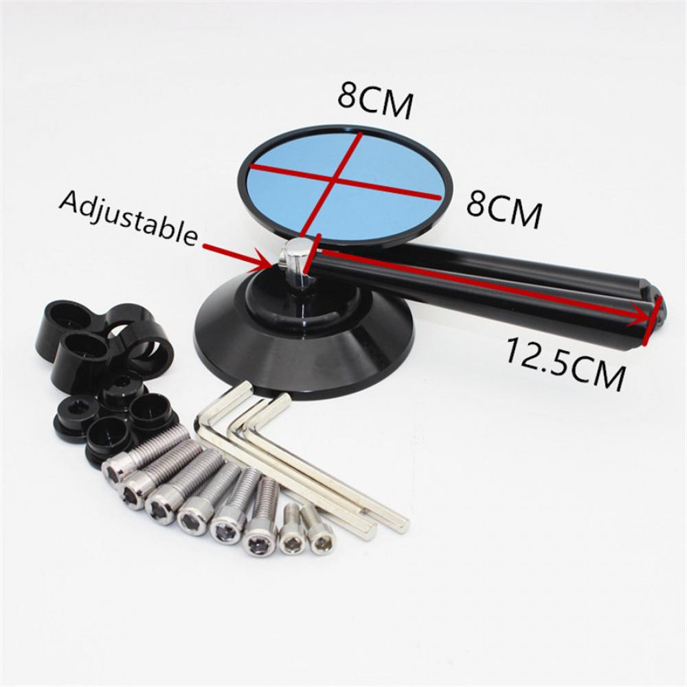 2X 81.5Mm Motorcycle Rear View Mirror Side Mirror Anti-Glare Blue Cnc Aluminum