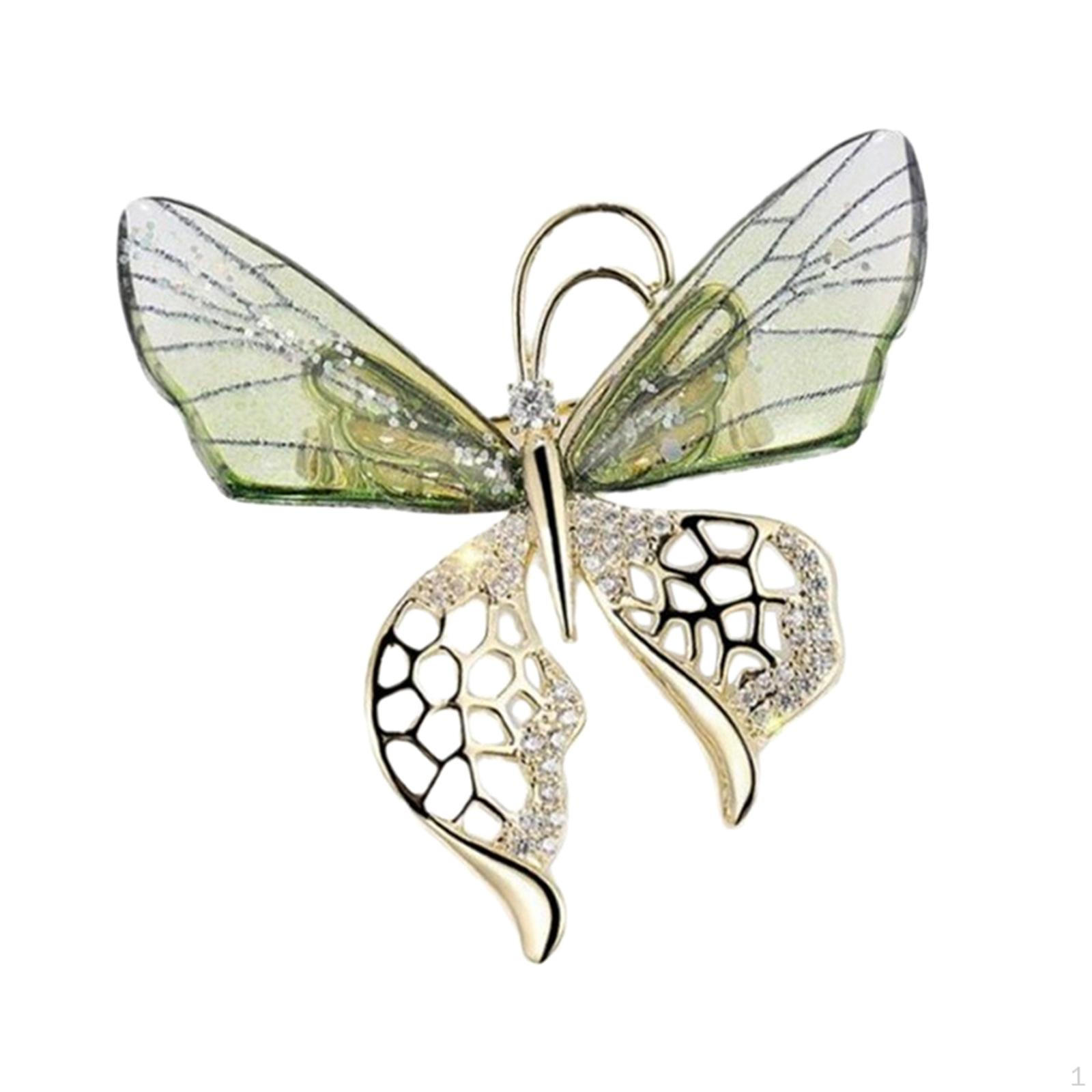 Butterfly Brooch Pin Jewelry for Women Elegant Alloy Lapel Badge Rhinestone Brooches Dress