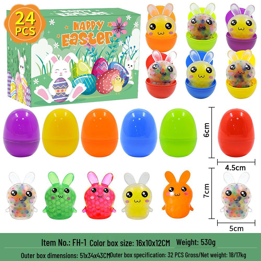 Ostereier Spielzeug - Bedruckte Plastik-Öffnungseier mit DIY-Hasen Gashapon Geschenken