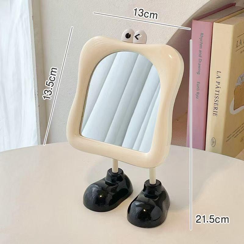 Cute Cartoon Large Eye Makeup Mirror Desktop Footstool Women'S Makeup Supplement Mirror High Aesthetic Value Mirror