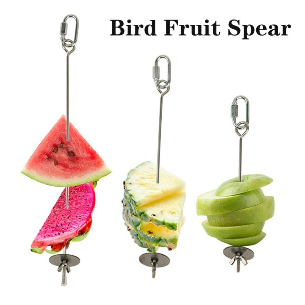 Stainless Steel Bird Feeder Hanging Typ Arbitrarily Fixed Bird Apple Fork Toy Bird Cage Supplies Parrot Vegetable Skewer Bird