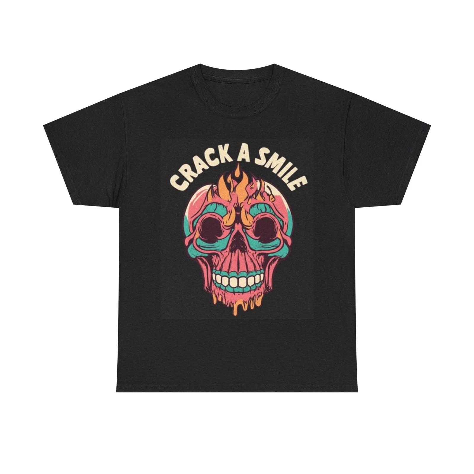 Men s and Women s T-shirts Crack A Smile trippy Death Skull XXXXL