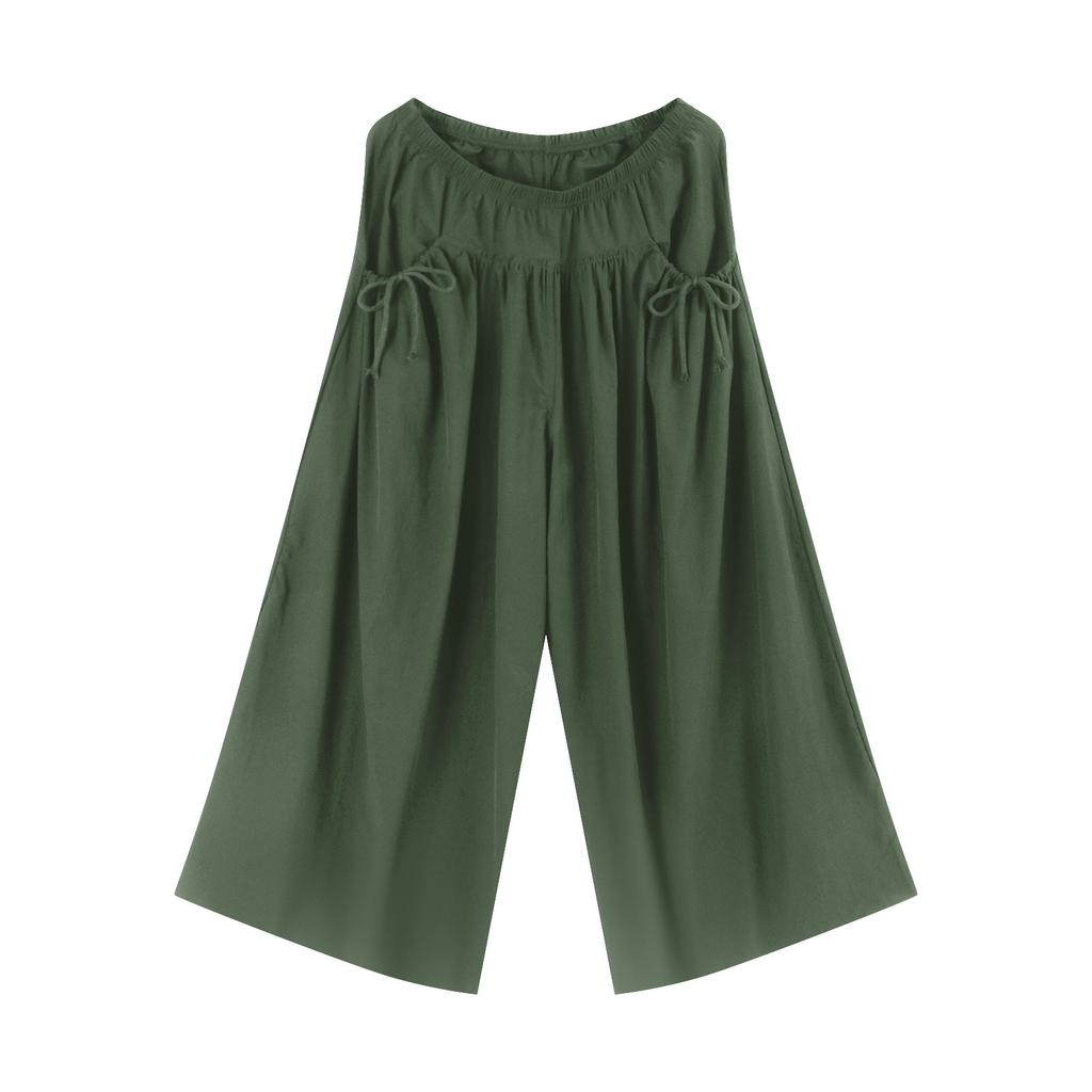 Women's Loose Wide Leg Track Pants Step By Step Pants Summer Wide Leg Casual Pant With Big Ruched Pockets