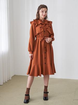 L By L Orange Brown Frill Dress