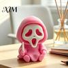 Desktop 3D Printed Skull Decor Halloween Ghost Statue, Cartoon Skeleton Sculpture, Textures Cute Dark Aesthetic Room Accessories Compact Horror