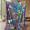 Oceanic Sea Turtle Adventure Theme Blanket Lightweight Warm Flannel Blanket Decorative Throw Blanket for Home Decoration