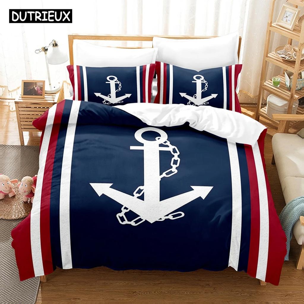 Nautische Ozean Anker Bettwäschesets Ozean Geist Bettbezug Bettwäscheset King Queen Bettwäsche mit Kissenbezug Bettzeug