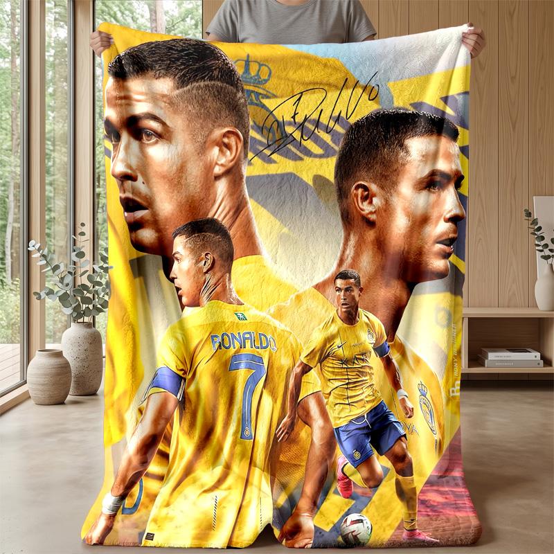 Cristiano Ronaldo Theme Blanket Soft Flannel Blanket Plush Throw Blanket Cozy Sofa Bed Blanket for Home Decor