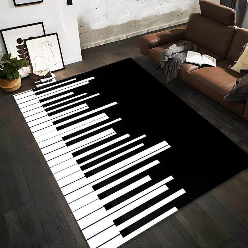 

Black and White Piano Keyboard Pattern Carpet for Modern Living Room Suitable for use as an anti-slip for living room bedroom sofas 40x60cm( 15x23in )