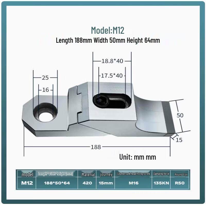 M12 Unidirectional Heavy-Duty CNC Fixture Clamp
