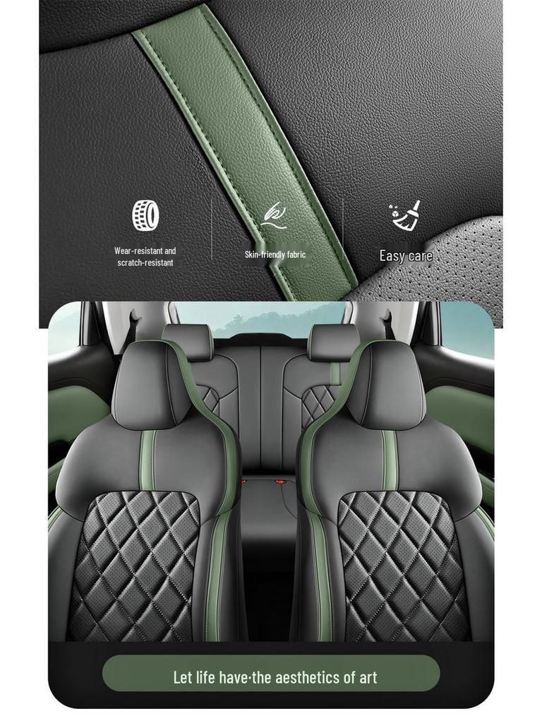 Bingo PLUS Universal Perforated Leather Car Seat Cushion for Five-Seater, All-Season.